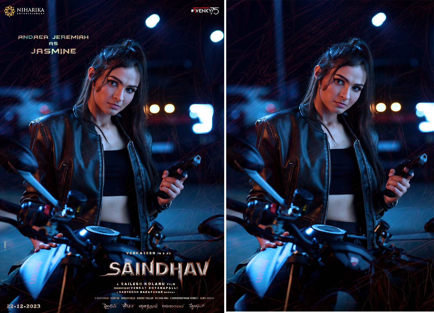 Introducing Andrea Jeremiah As Jasmine From Victory Venkatesh, Sailesh Kolanu, Venkat Boyanapalli, Niharika Entertainment’s Prestigious Project Saindhav