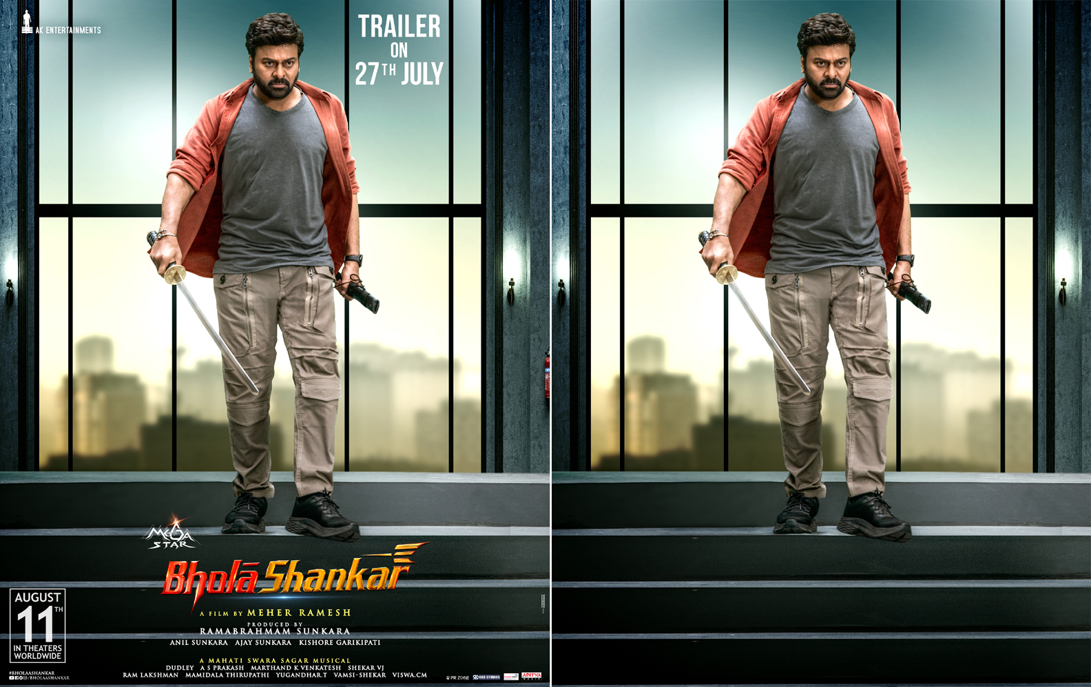 Megastar Chiranjeevi, Meher Ramesh, AK Entertainments’ Mega Mass Action Entertainer Bholaa Shankar Trailer On July 27th