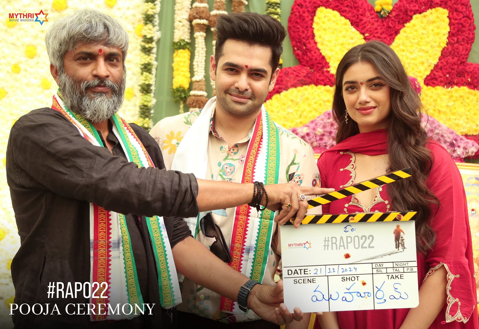 Ram Pothineni, P Mahesh Babu, Mythri Movie Makers' RAPO22 Launched With Pooja Ceremony