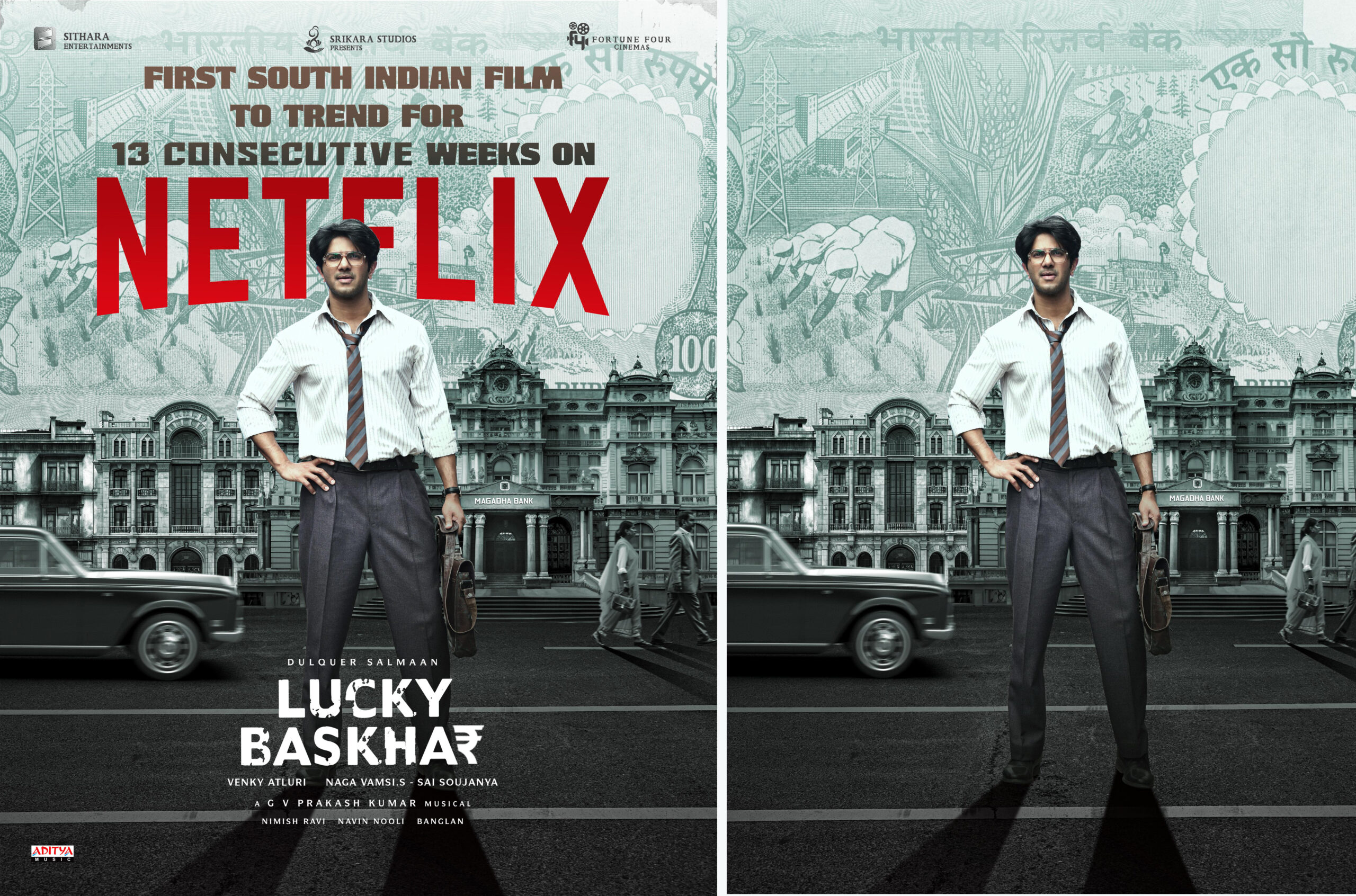 Lucky Baskhar Creates History as the First South Indian Film to Trend for 13 Weeks consecutively on Netflix!