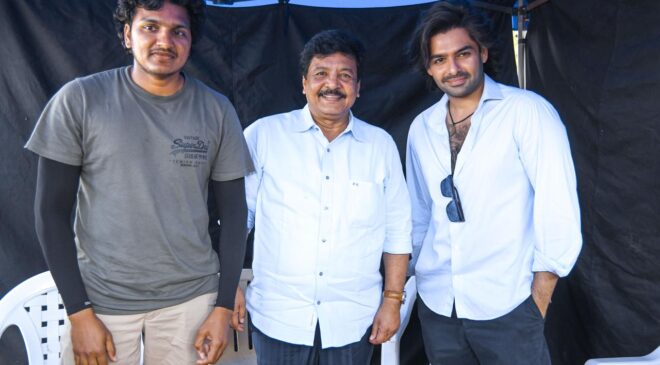 Minister Kandula Durgesh Meets Ram Pothineni at #RAPO22 Shooting in Rajahmundry