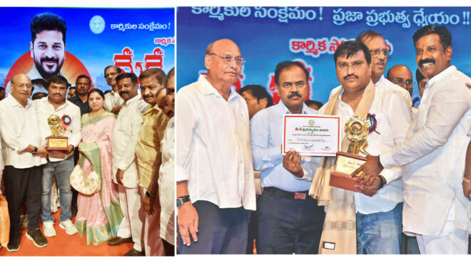 INTUC leader Kasireddy receives Shramika Shakti Award from Jaganmohan Reddy