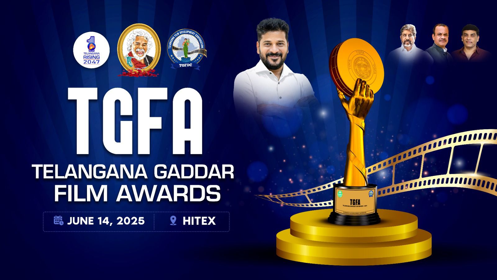 Telangana Gaddar Film Awards Ceremony to Be Held Grandly at Hitex on June 14