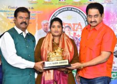 TFCC Chairman Dr. Pratani Ramakrishna Goud honoured renowned Karate Master Lakshmi Samayaram with the Nandi Award.
