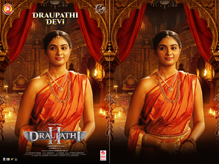 The Majestic First Look of Rakshana Induchoodan as Draupathi Devi From the Historical Epic "Draupathi 2" Unveiled