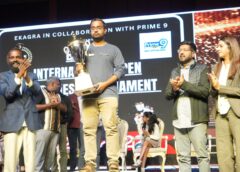 Prize giving ceremony of the Ekagra International Open Rapid Chess Tournament held at Hitex
