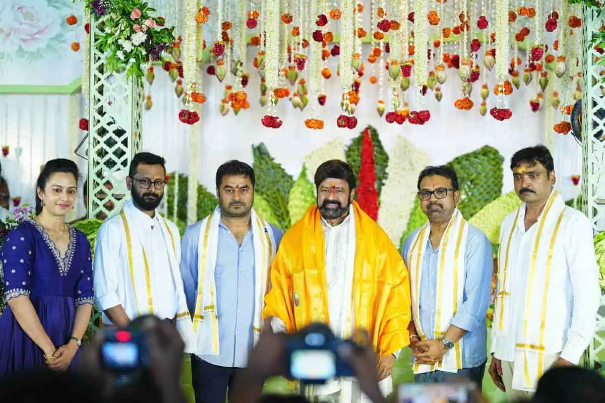 Nara Lokesh Claps, Tejasini Directs- God Of Masses Nandamuri Blakrishna, Sensational Maker Koratala Siva, Sudhakar Cherukuri, Sudhakar Mikkilineni, SLV Cinemas, Yuvasudha Arts’ #NBK112 Launched Majestically