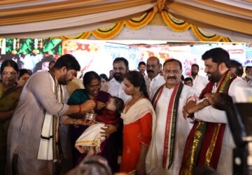Mass baby shower ceremony for 2,000 expectant mothers organized under the aegis of Jubilee Hills MLA Naveen Yadav.